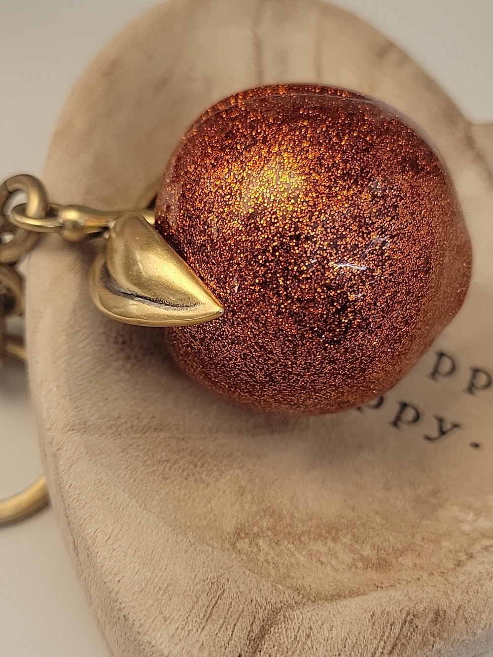 Coach Glitter Peach Pom Keychain - Picture 3 of 7